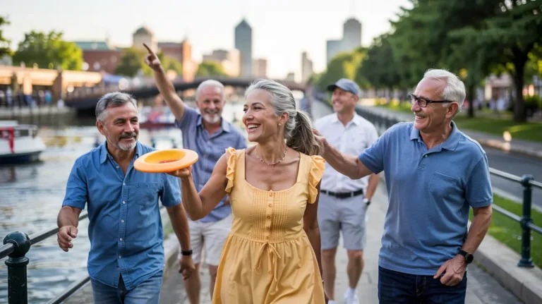 Active seniors enjoying summer activities in Indianapolis parks and trails