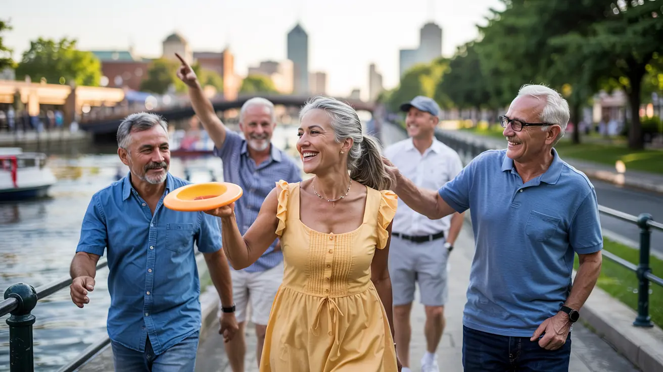 Active seniors enjoying summer activities in Indianapolis parks and trails