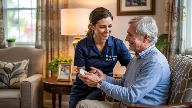 Personal care services in Indianapolis provided by compassionate Brightness Home Care LLC caregiver
