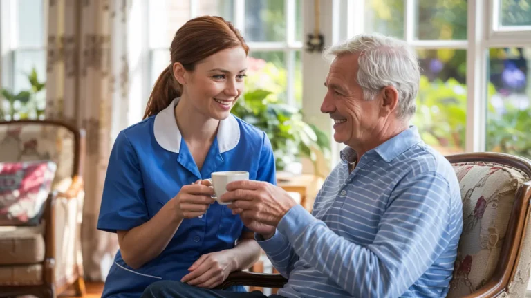 Professional daily living assistant from Brightness Home Care helping senior in Indianapolis home
