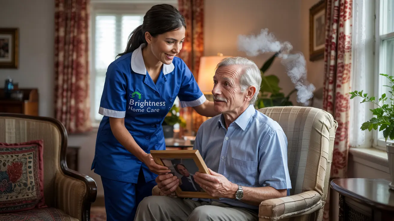 Professional caregiver providing emergency daily assistance to senior in Indianapolis home