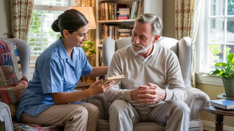 Memory care assessment being conducted by Brightness Home Care specialist in Indianapolis home setting